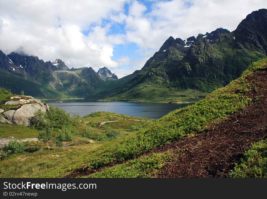 The view on the beauty Landscape in Lofoten islands, Norway. The view on the beauty Landscape in Lofoten islands, Norway