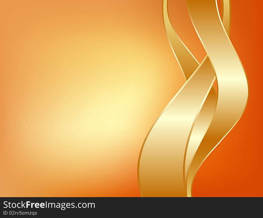 Three gold ribbons on light background