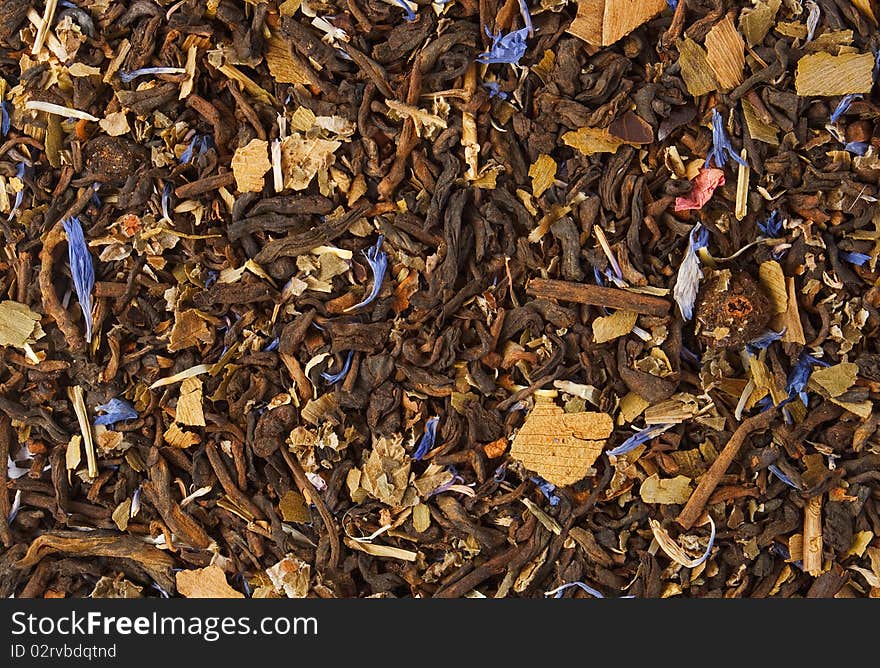 Black aromatic tea. food background