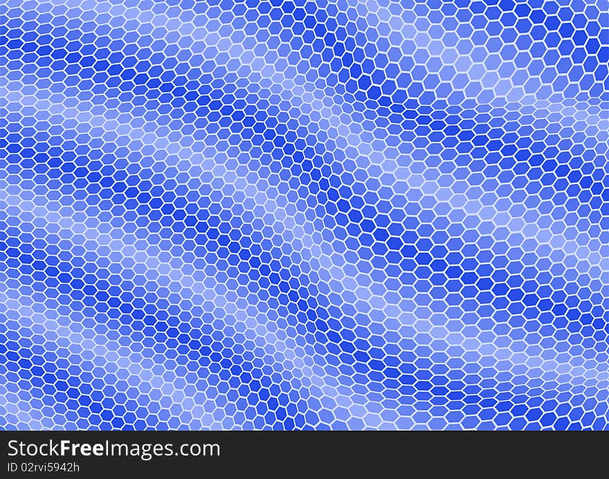 Abstract of warped hexagonal shapes in blue. Abstract of warped hexagonal shapes in blue