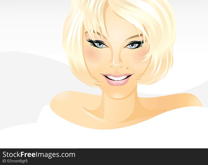 Illustration of a beautiful smiling girl. File includes clipping path.