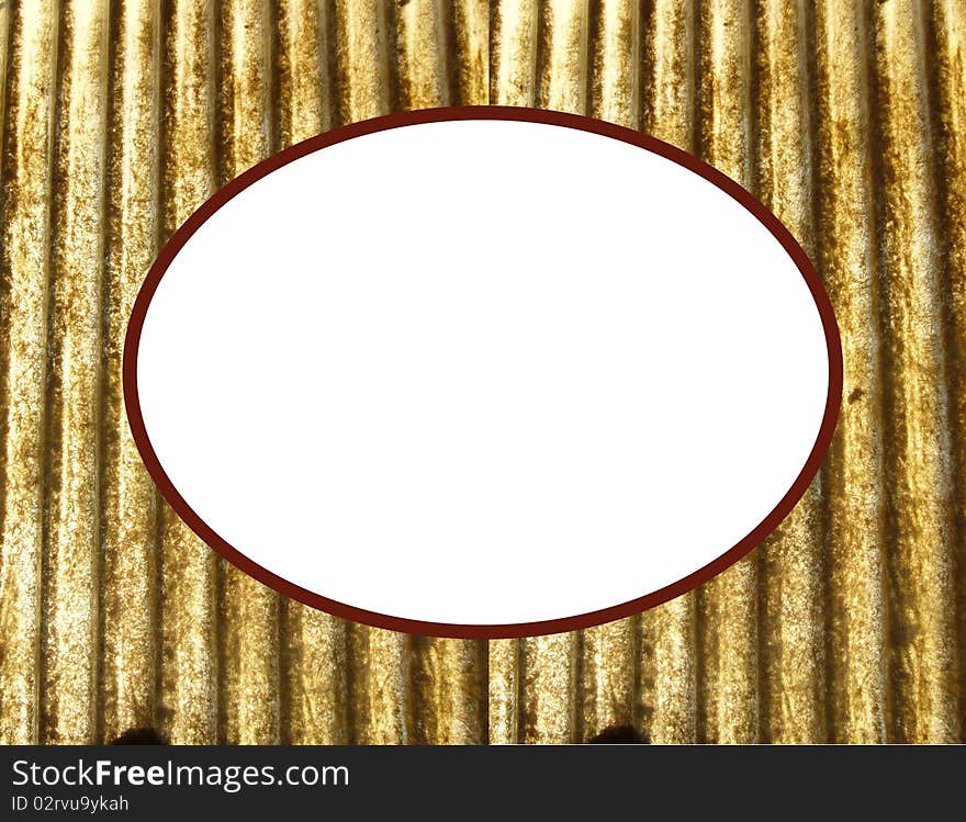 A gold paper texture background with an ovale white frame. A gold paper texture background with an ovale white frame