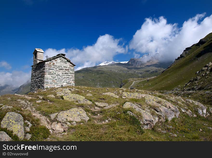 Alpine landscape and church