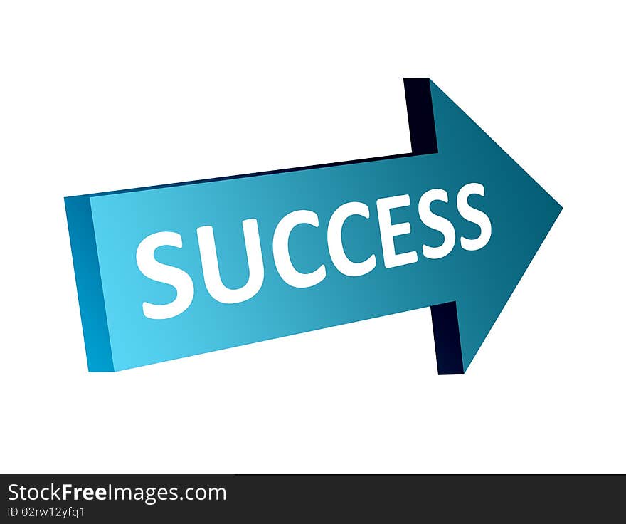 3d blue arrow with success advertisement. Illustration on white. 3d blue arrow with success advertisement. Illustration on white