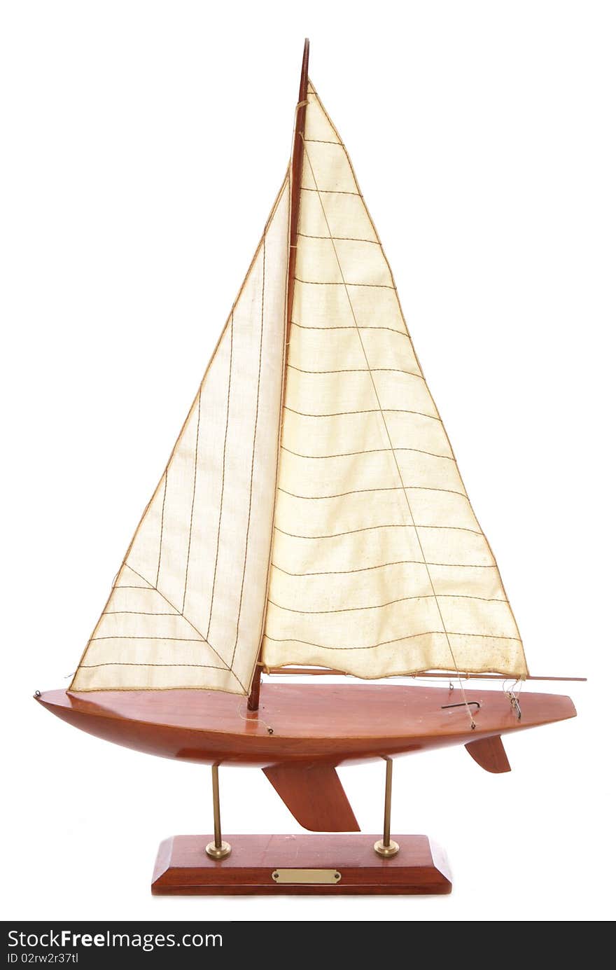 Wooden sailing boat ornament