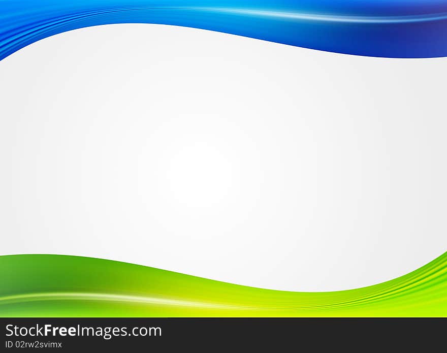 Blue and green waves over blank background. Blue and green waves over blank background