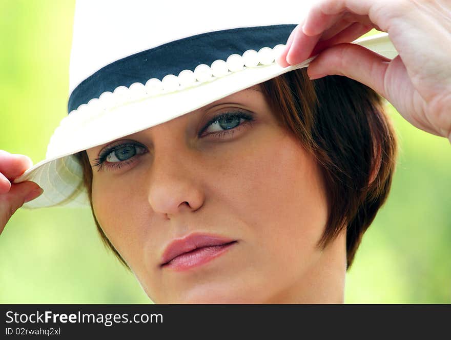 Face of a young girl being in nature