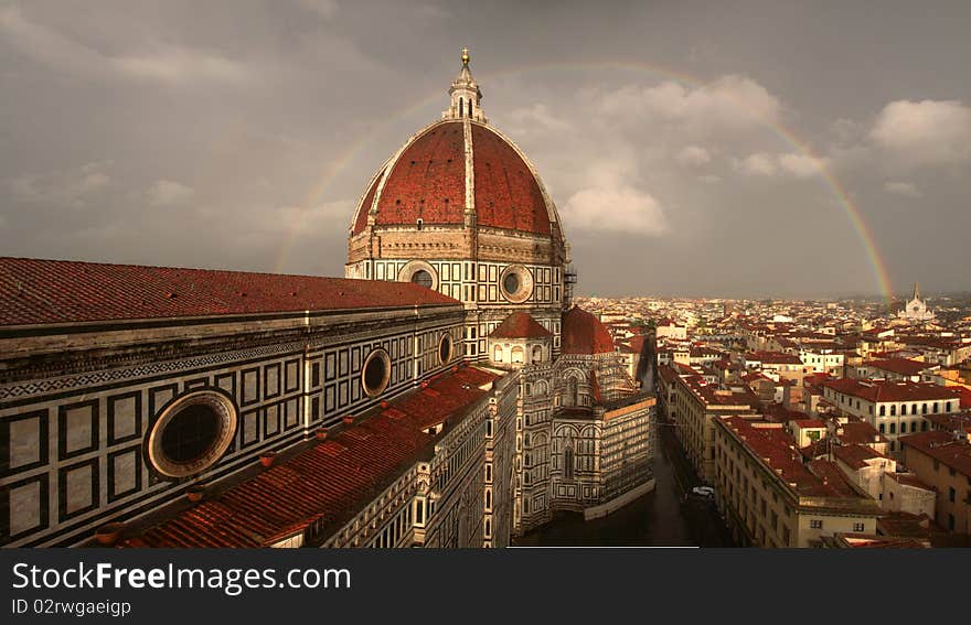 Double Rainbow Behind Duomo Florence Italy