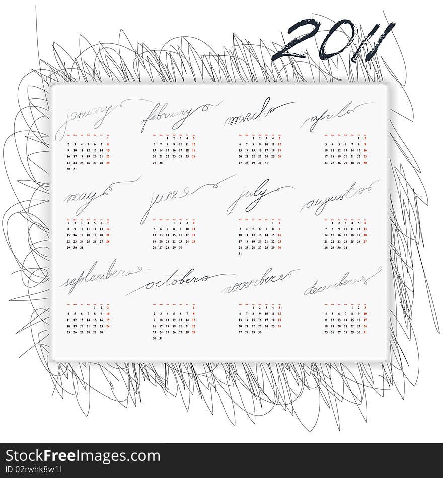 Calendar for 2011. Universal template for greeting card, web page, background