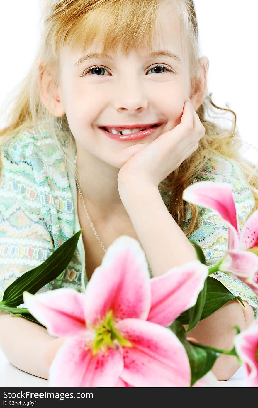 Portrait of a cute 6 years old girl. Isolated over white background. Portrait of a cute 6 years old girl. Isolated over white background.