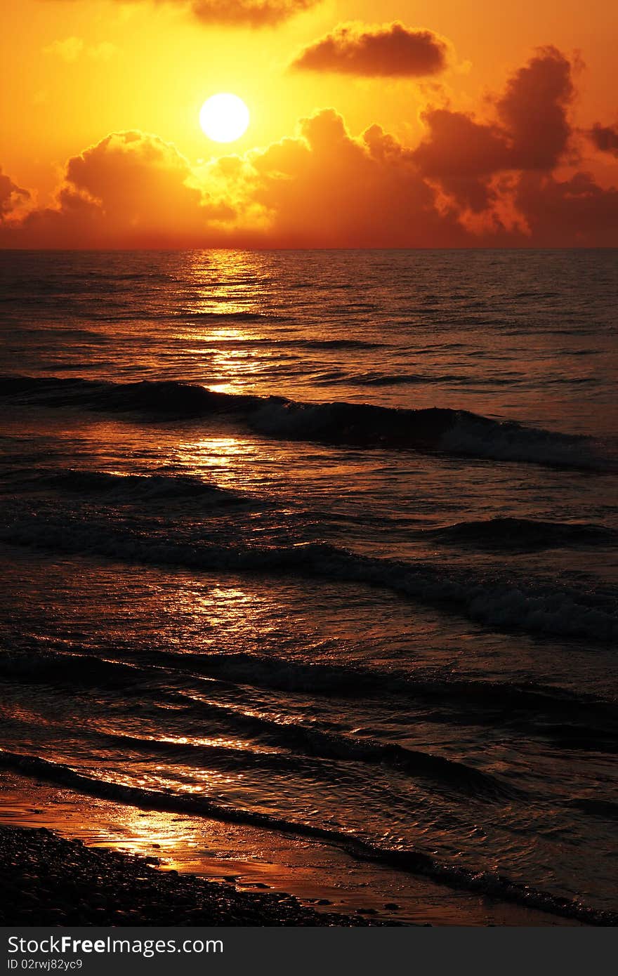 Sunset in mediterranean sea, Castellon, Spain. Sunset in mediterranean sea, Castellon, Spain