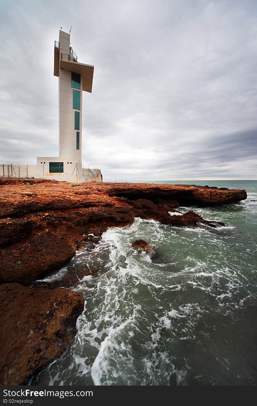 Modern lighthouse in Castellon, Spain