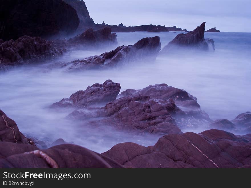 Misty rocks