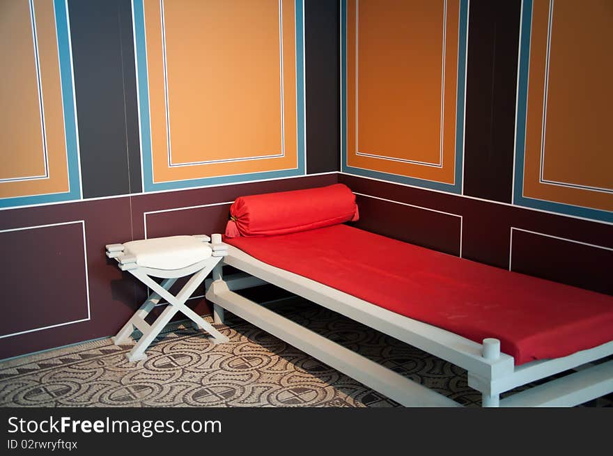 Bed of museum in a color bedroom