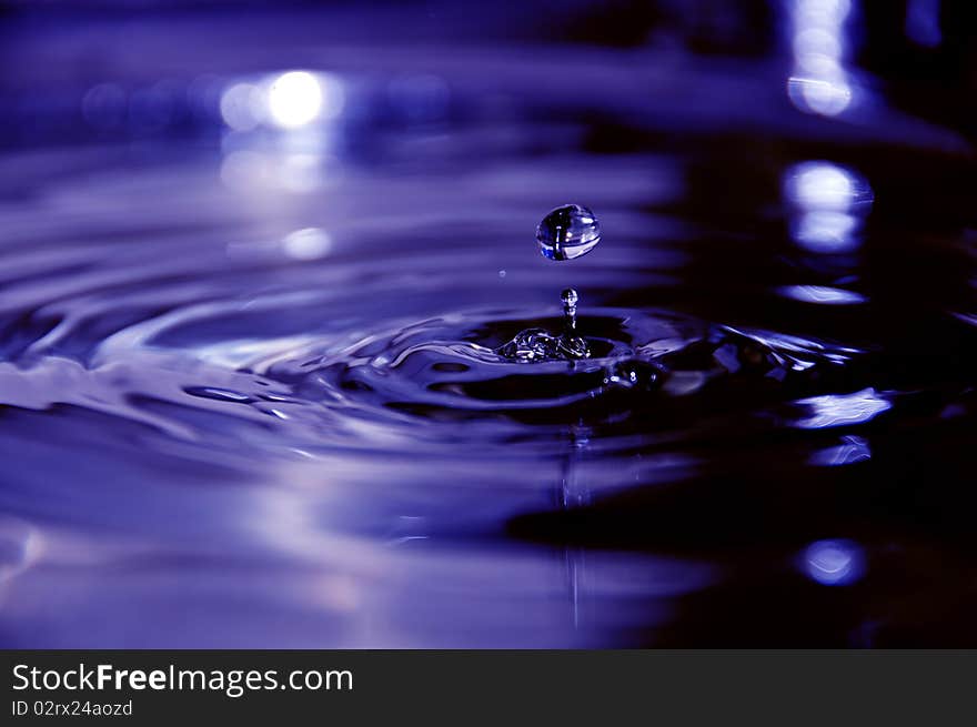 Drop of water with a blue background