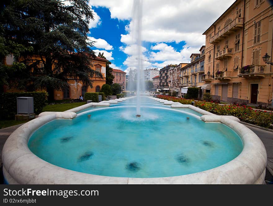 Main fountain of a little spa town in italy, Acqui Terme. Main fountain of a little spa town in italy, Acqui Terme