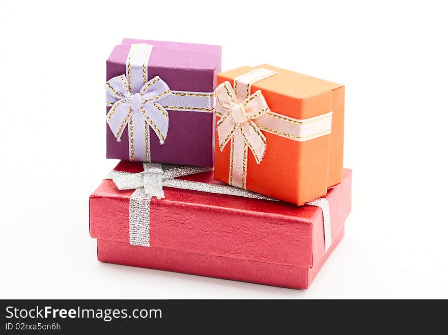 Three gift boxes isolated on white