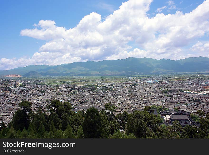 The overlooking of the Dayan ancient town. The overlooking of the Dayan ancient town