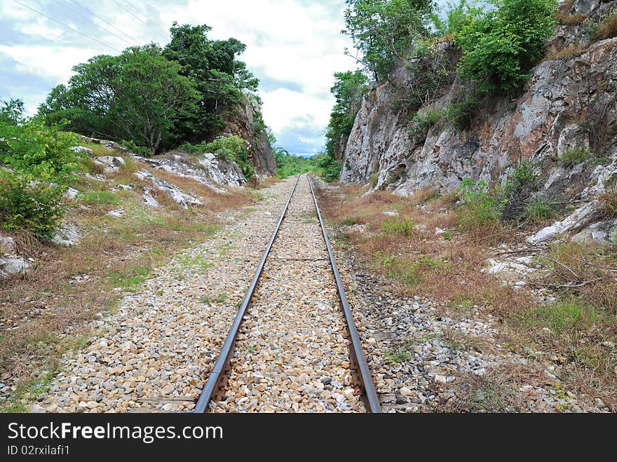 Railway in the middle mountain. Railway in the middle mountain