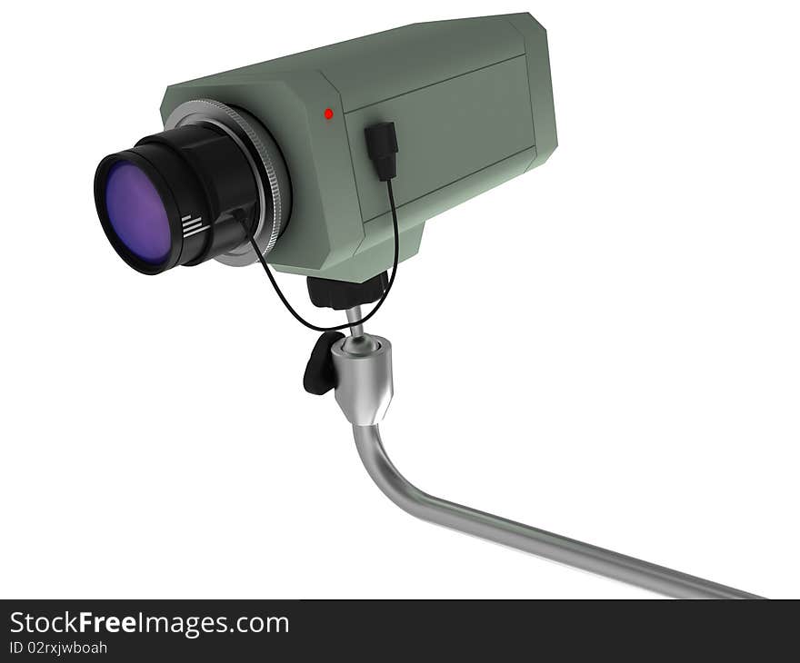 Pendant videocamera of supervision with an objective on aluminium an arm