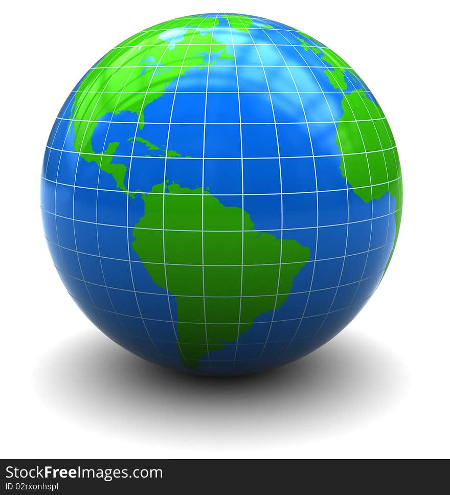 Abstract 3d illustration of earth globe over white background