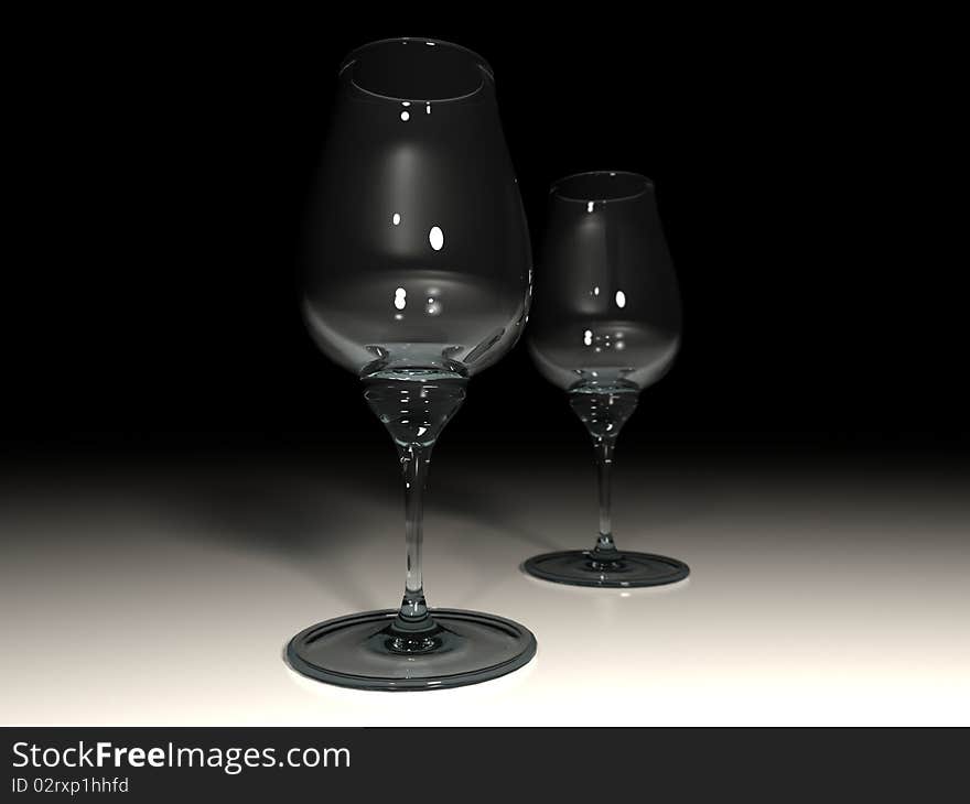 Glasses over dark background 3D render