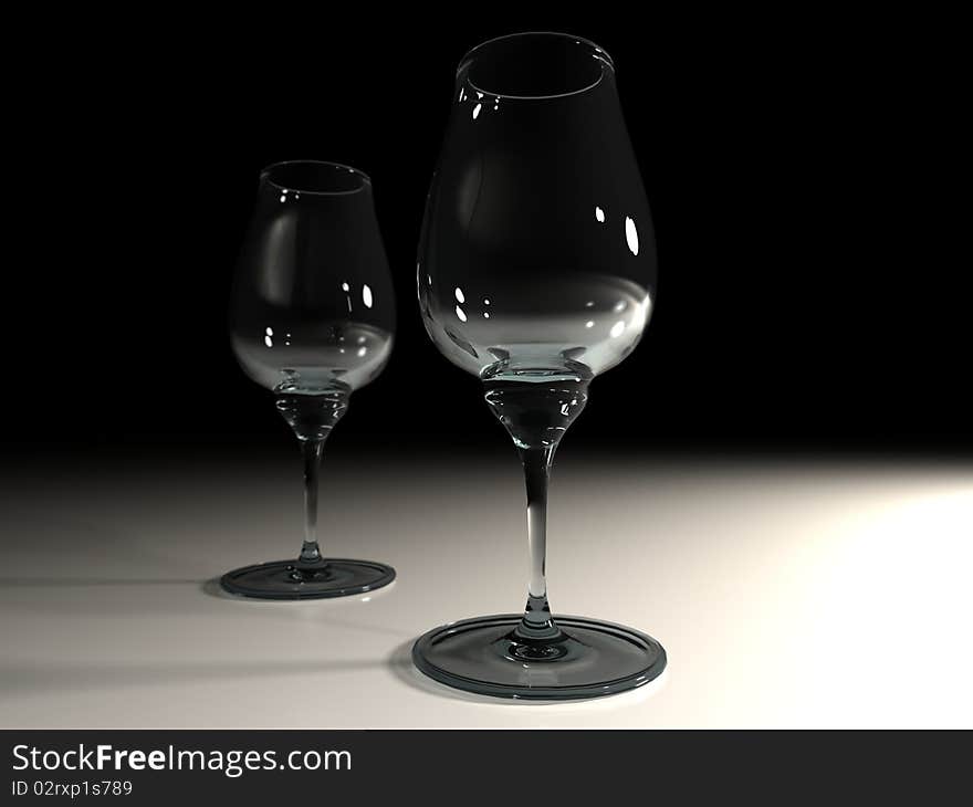 Two glasses for wine  over dark background