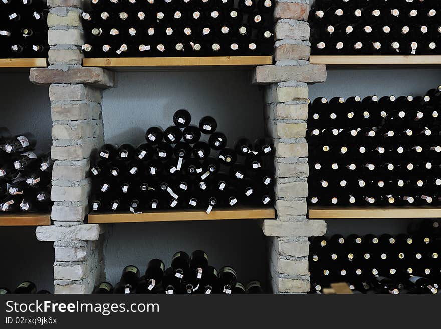 Vine bar undergraund with many of different wine bottles. Vine bar undergraund with many of different wine bottles