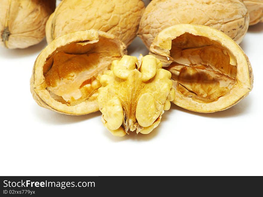 Fresh walnuts isolated on a white background