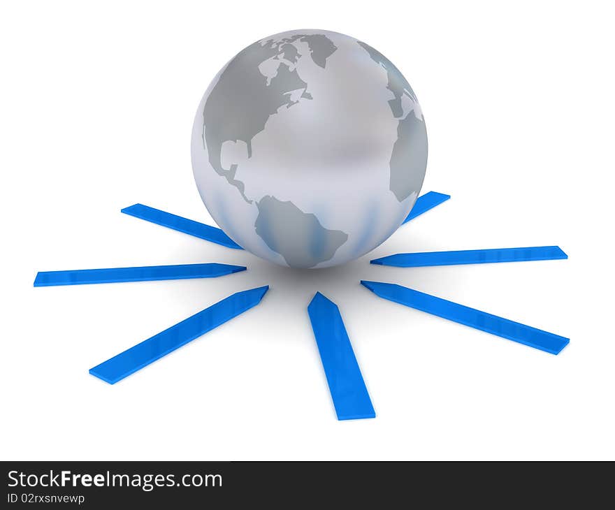 Globe over white background. 3d rendered image