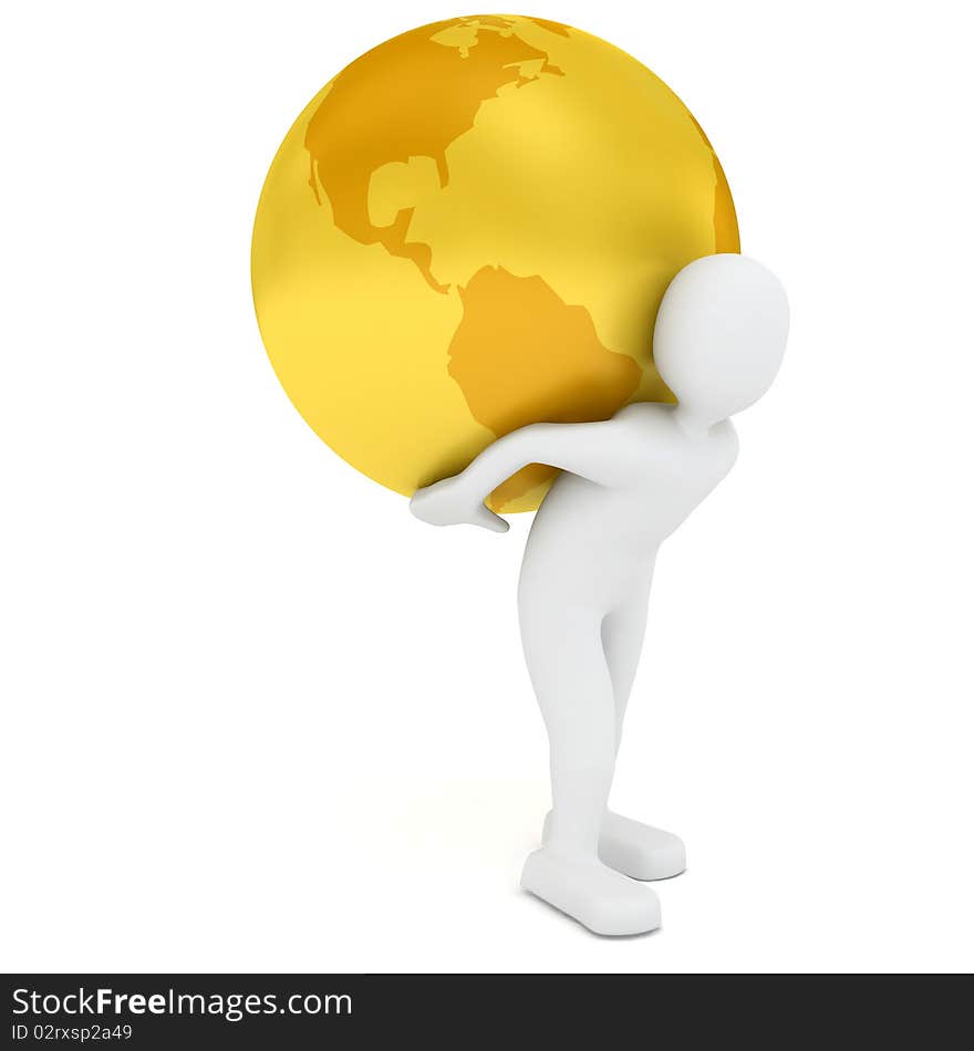 Globe over white background. 3d rendered image