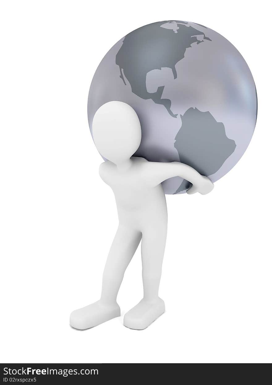 Globe over white background. 3d rendered image