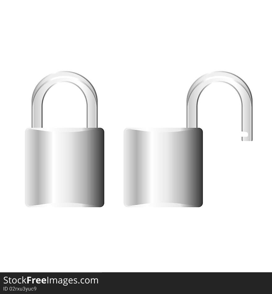 Padlock shown both open and closed. Padlock shown both open and closed