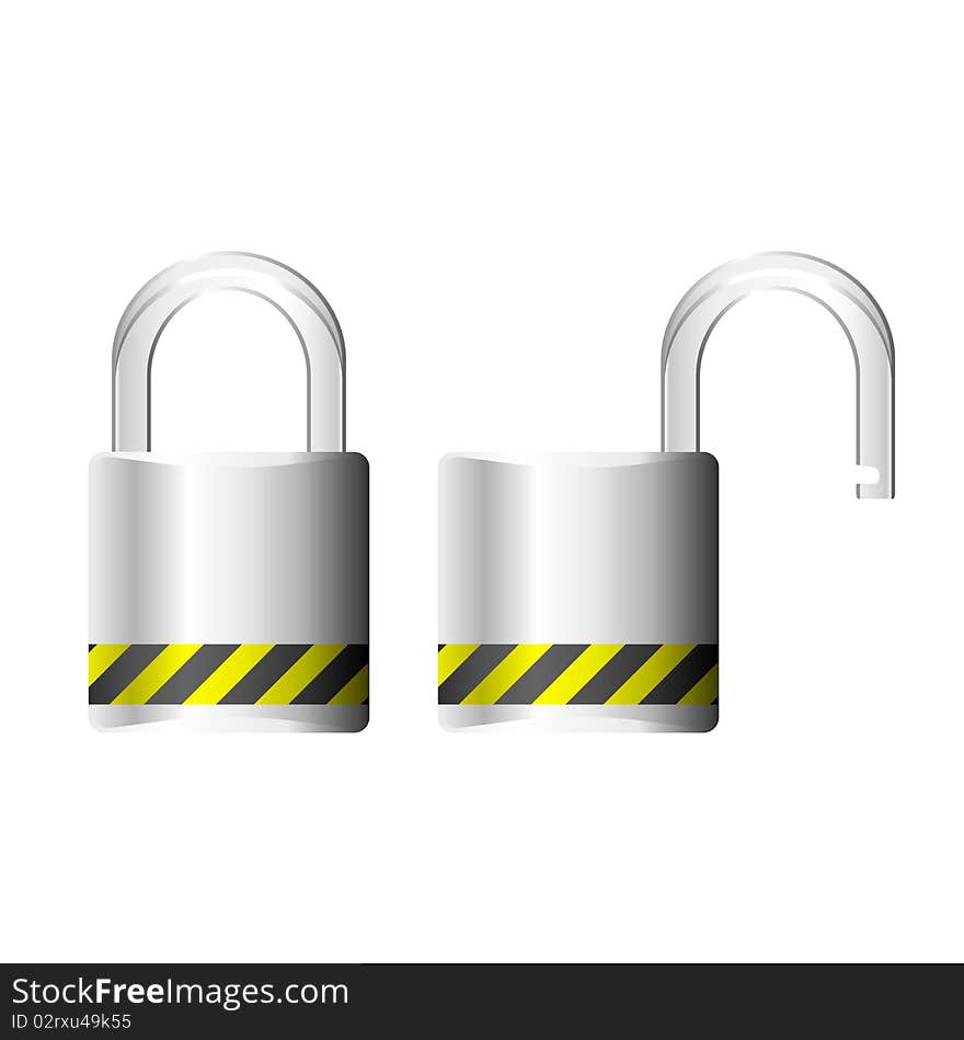 Padlock shown both open and closed. Padlock shown both open and closed