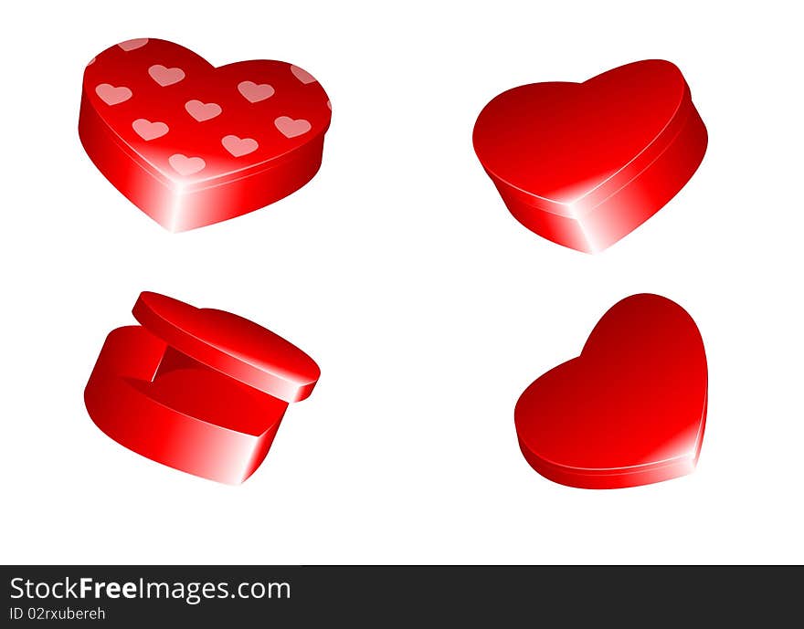 Set of 4 heart shaped boxes