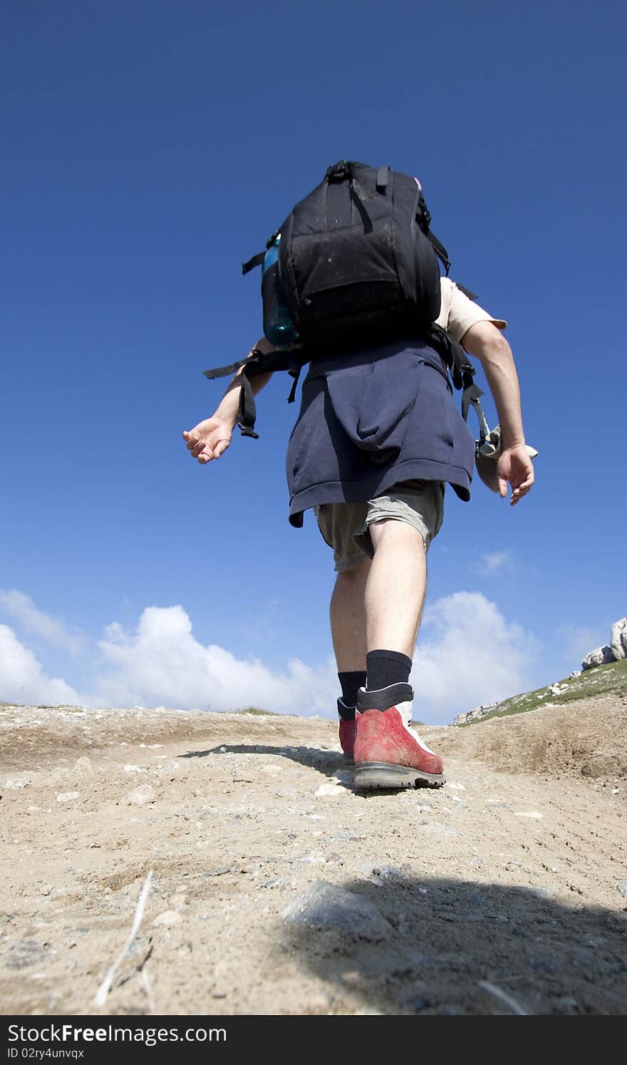 Man trekking in mountains