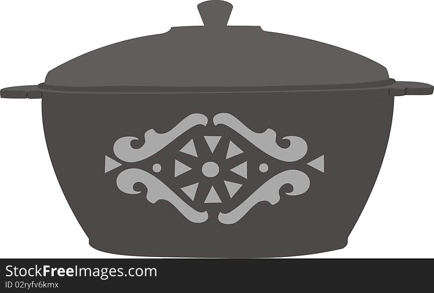 A pig-iron pan for cooking