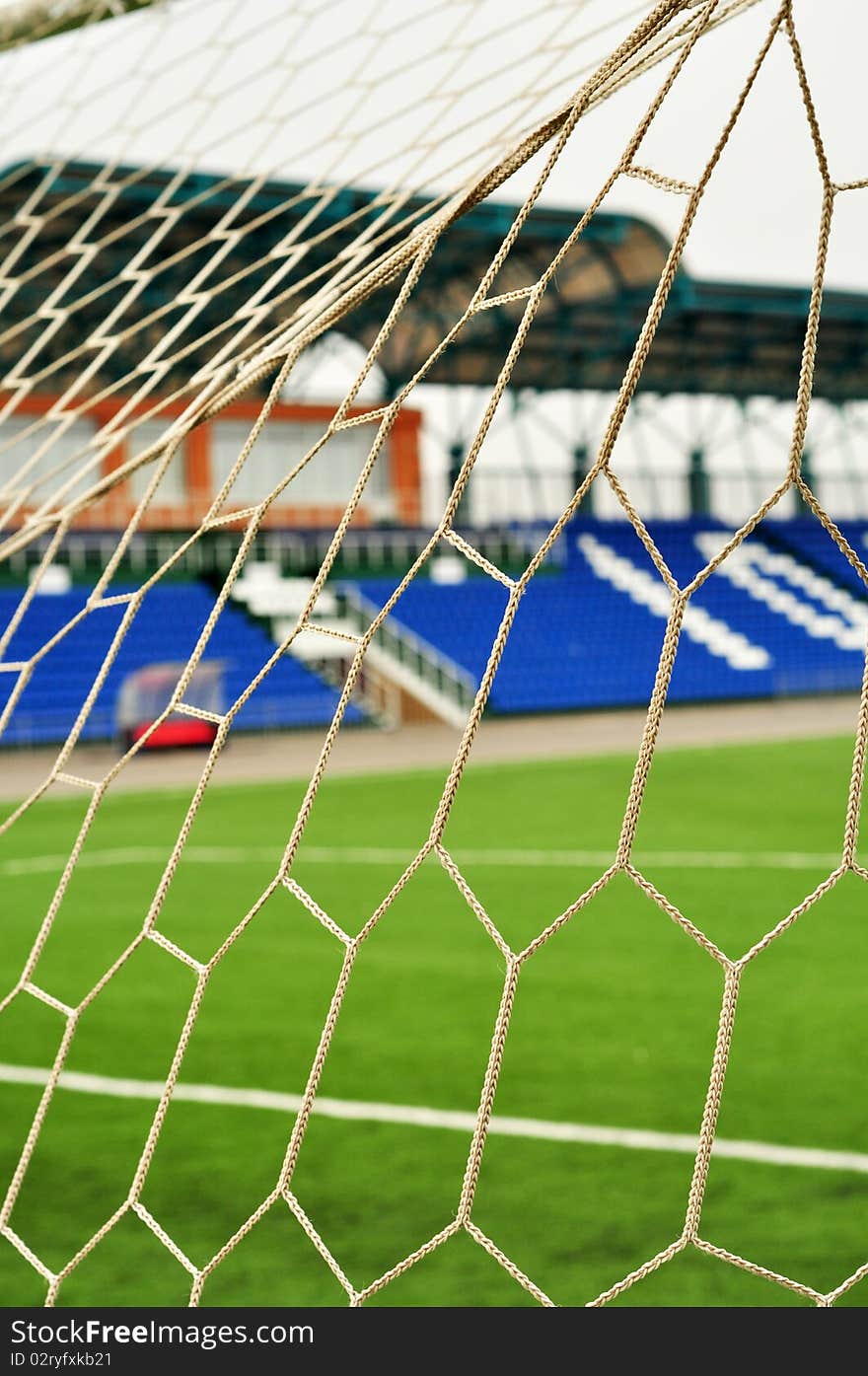 Football goal, net, close-up