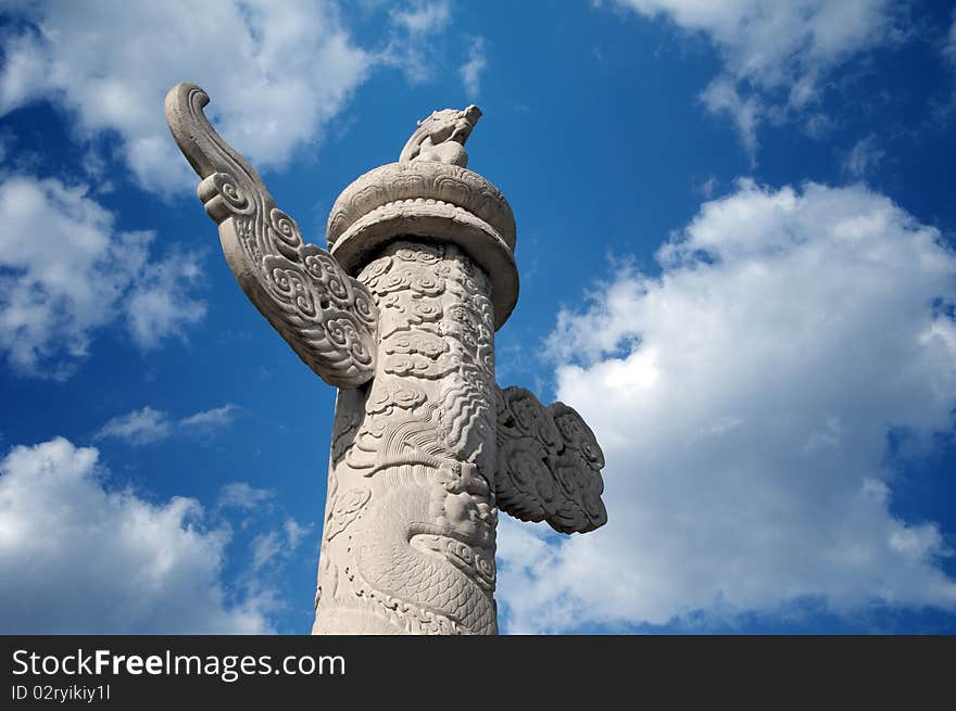 Ornamental columns erected in front of tian'an men. Ornamental columns erected in front of tian'an men