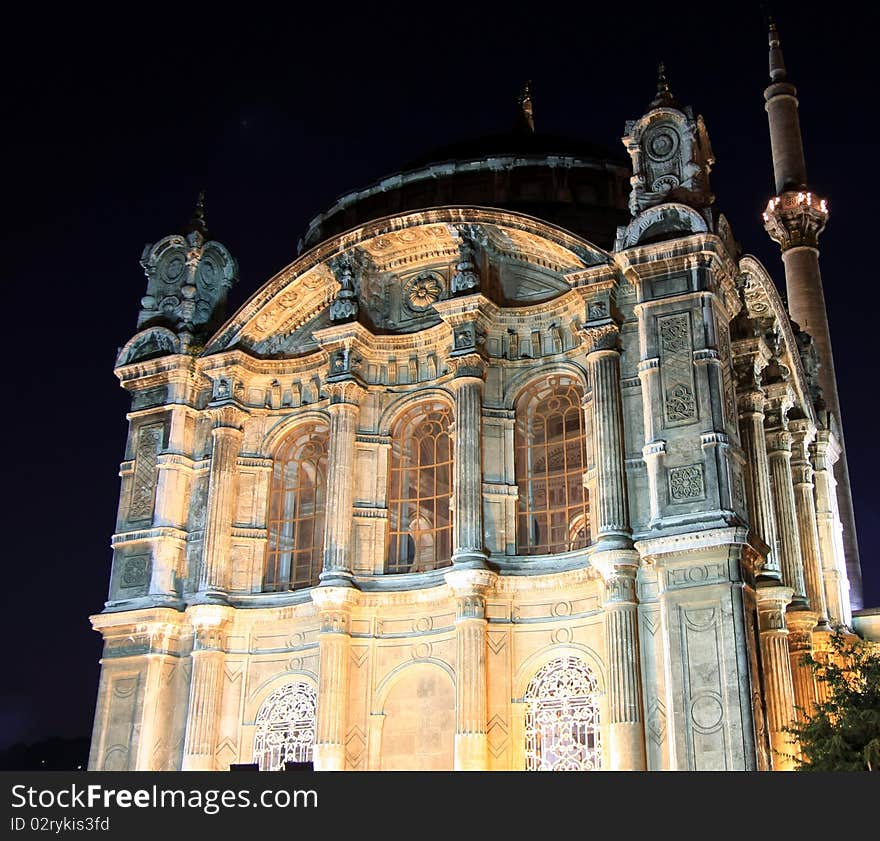 A view of Mecidiye Mosque in Ortakoy, Istanbul, Turkey.