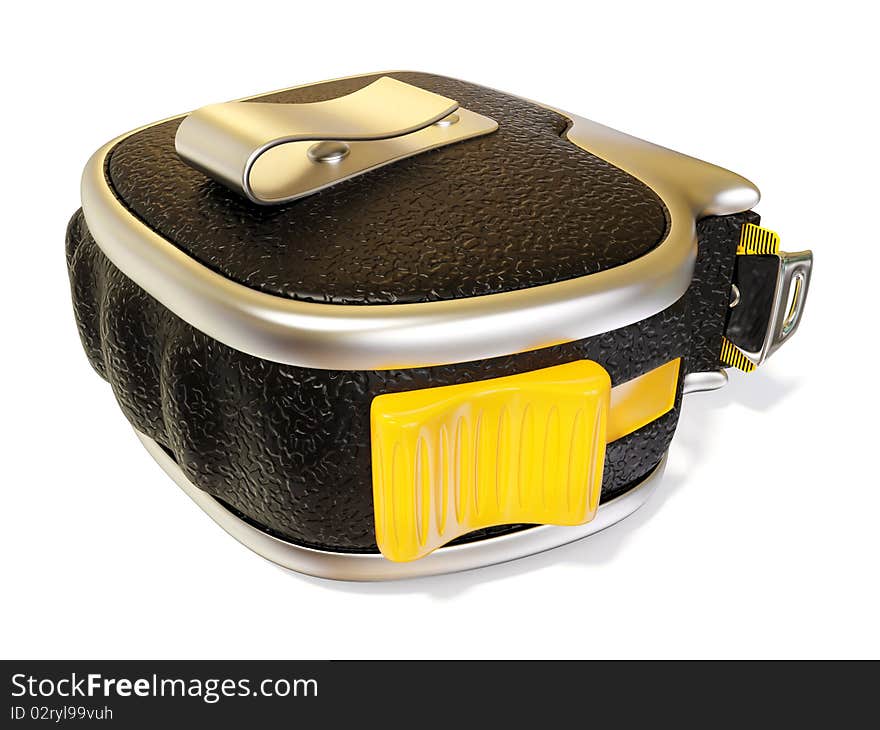 Black tape measure on white background isolated