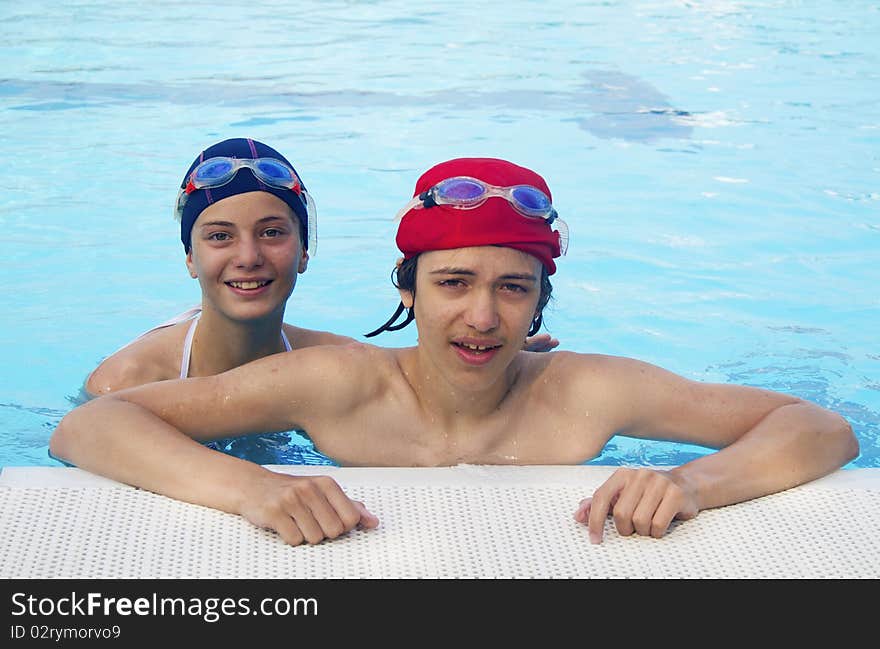 Children playing in the pool. Children playing in the pool