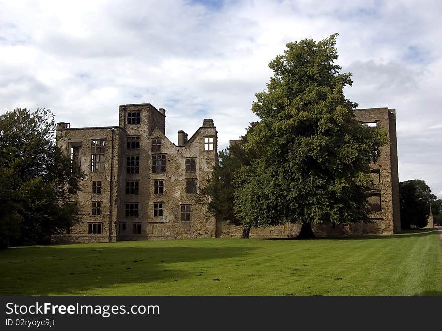 Old Hardwick hall was the home of Bess of Hardwick who in Elizabethan times was the second richest woman in England. The hall stands just outside Doe Lea Chesterfield Derbyshire England.