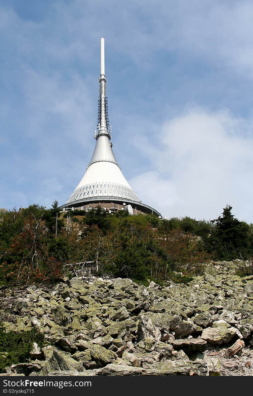 Hotel and TV transmitter near the town of Liberec,Czech Republic. Hotel and TV transmitter near the town of Liberec,Czech Republic