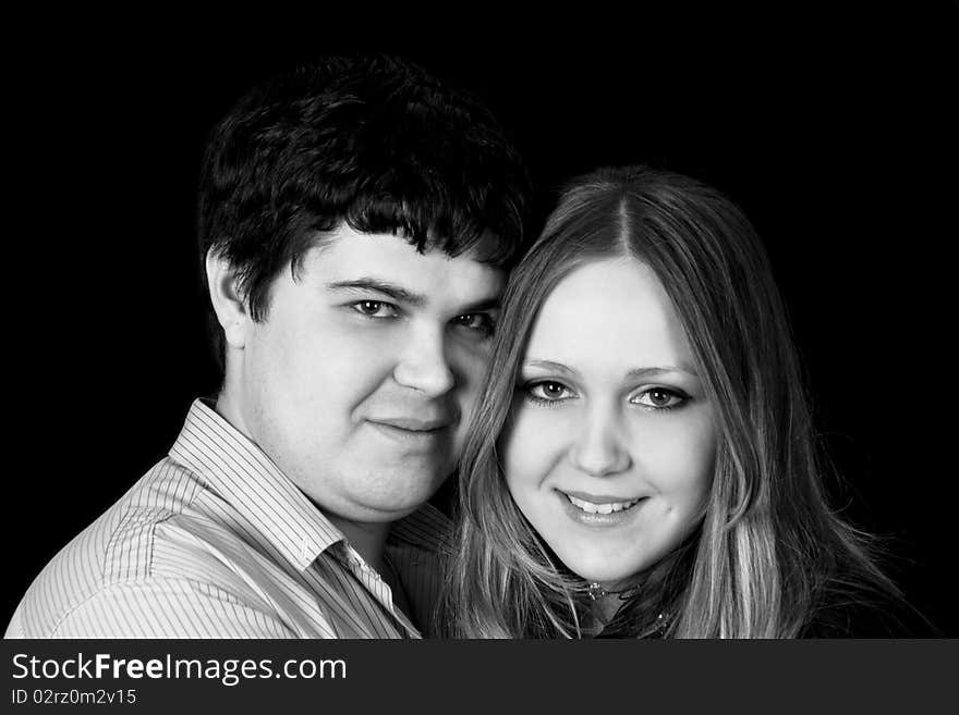 A young couple in love. shooting people in the studio