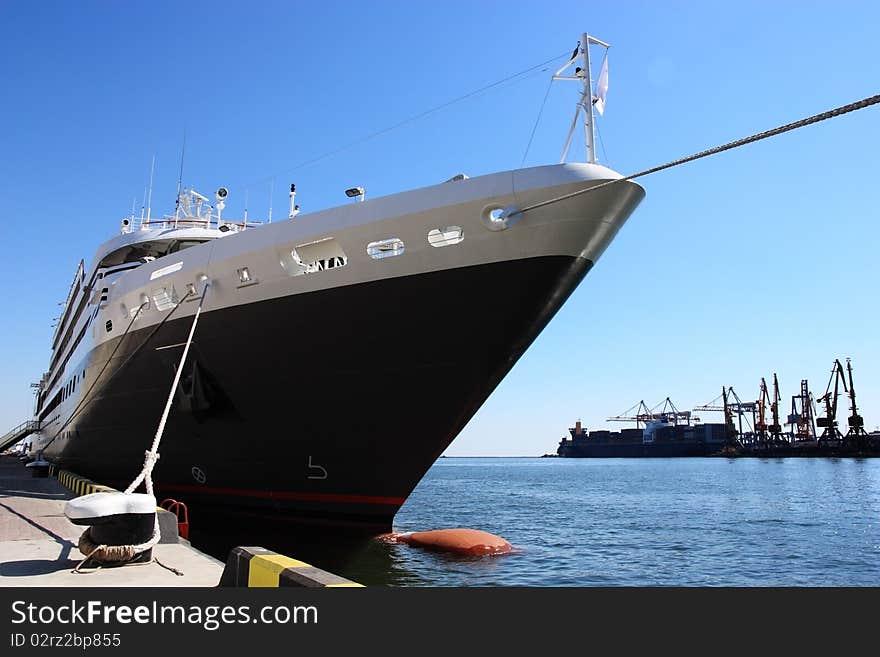 Cruise modern liner moored at port. Cruise modern liner moored at port