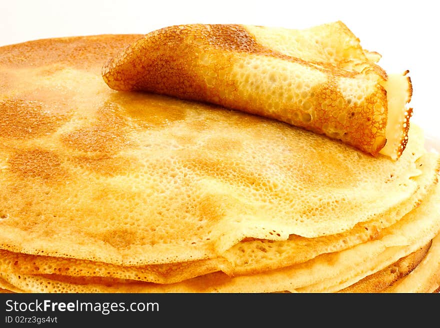 Many delicious crepes isolated on a white background. Many delicious crepes isolated on a white background