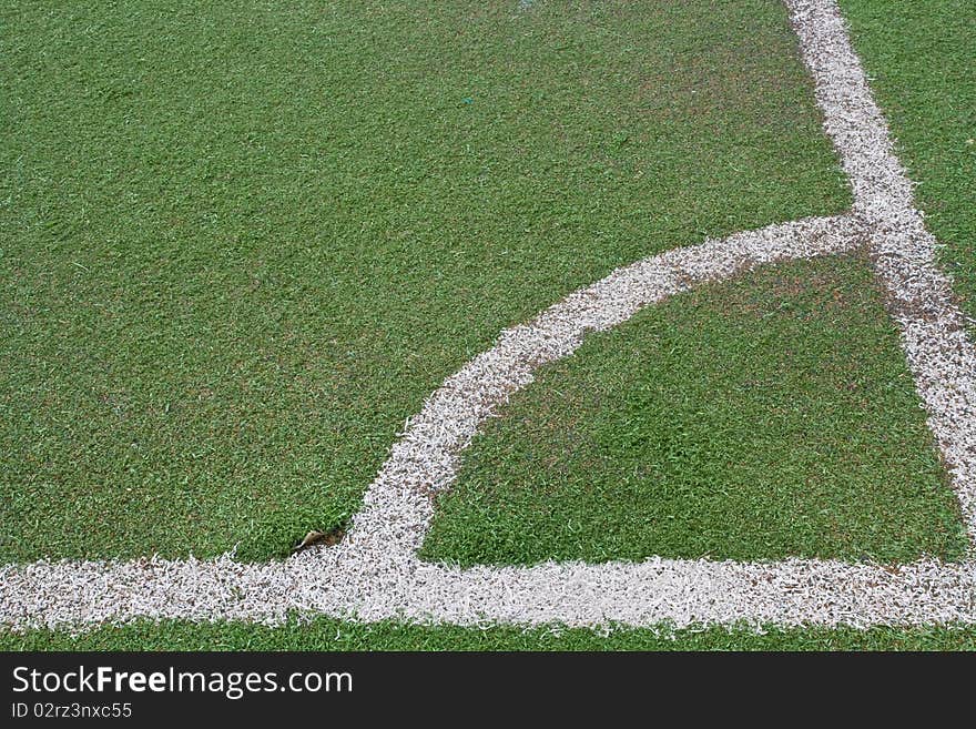 Corner of football field with fake grass. Corner of football field with fake grass