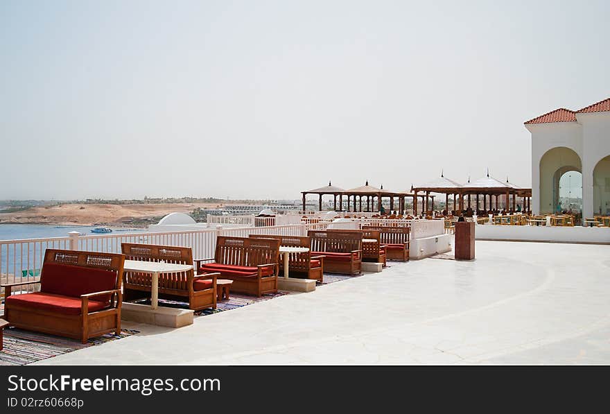 Restaurant on the top floor overlooking the sea