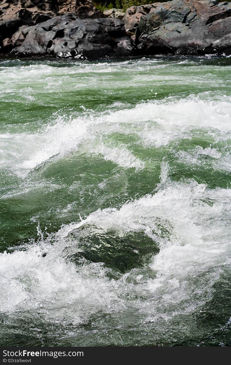 Green water and wave in a cascade. Green water and wave in a cascade